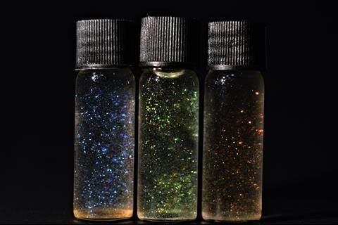 0 RGB Glitter in vials prepared from peeled large scale films